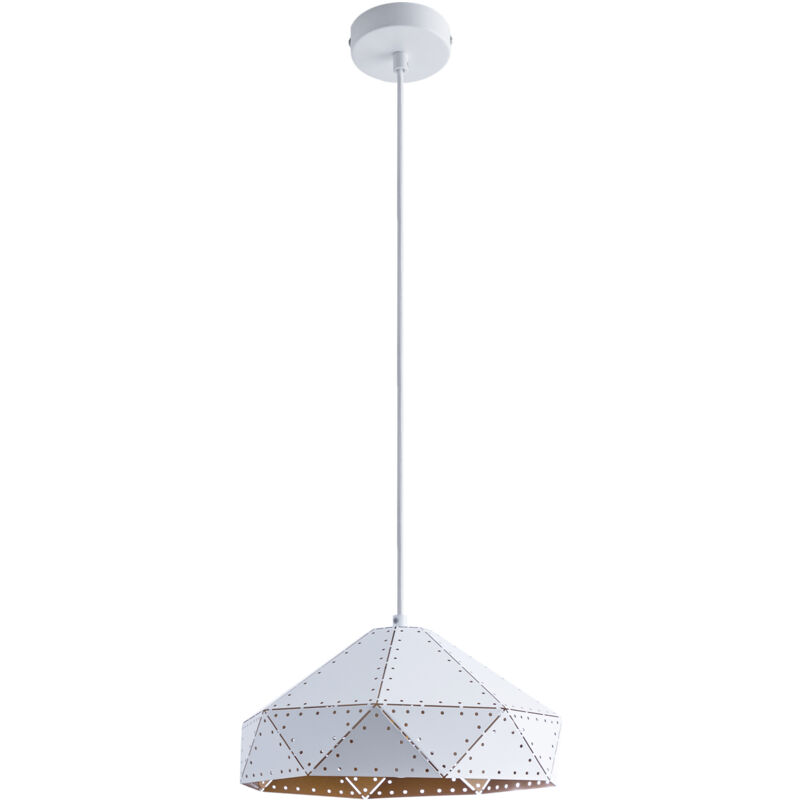 foto del prodotto sospensione plafone sala pranzo lampada tavola steampunk cavo tessuto e27 senza illuminante, bianco oro paco home