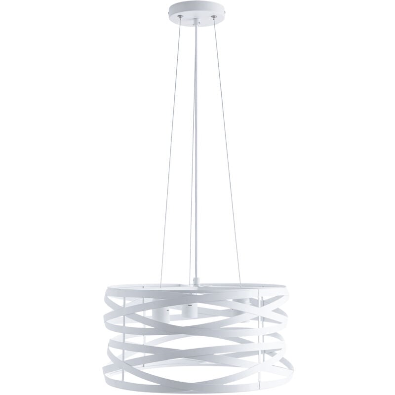 foto del prodotto sospensione plafone sala pranzo tavola pranzo metallo cesto 40cm triemissione senza illuminante, bianca paco home