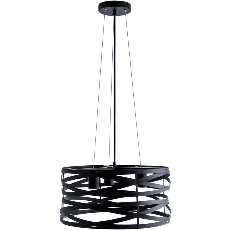 foto del prodotto sospensione plafone sala pranzo tavola pranzo metallo cesto 40cm triemissione senza illuminante, nero paco home