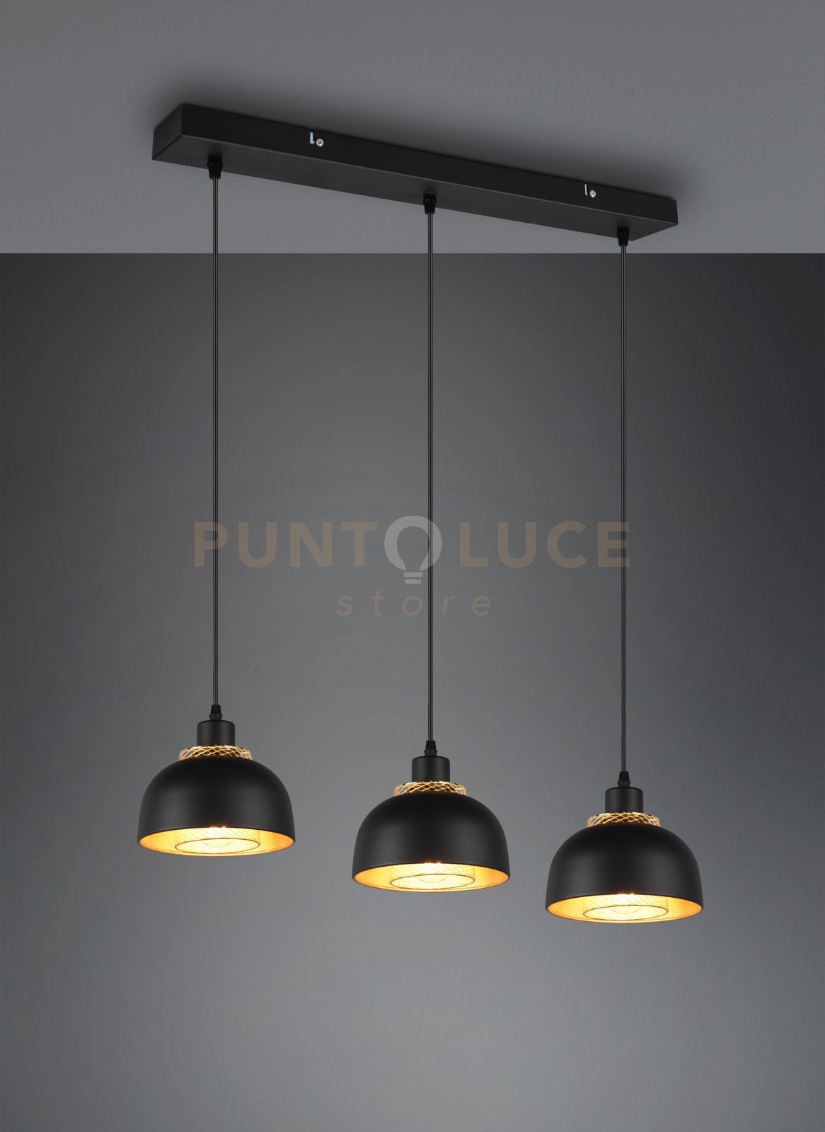 foto del prodotto sospensione punch 3 diffusori l.74cm metallo nero e oror30813032