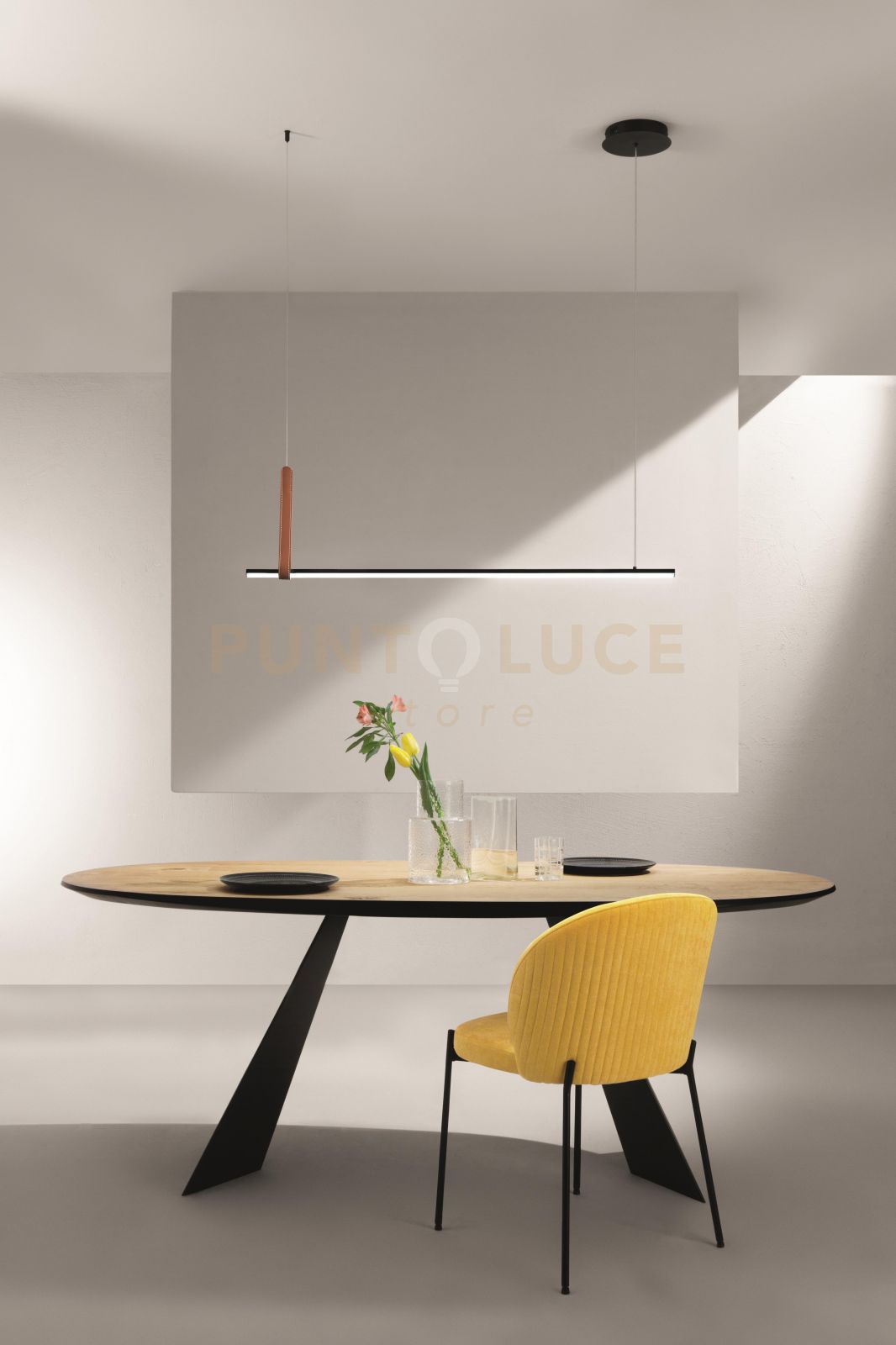 foto del prodotto sospensione regoli orizzontale nero l.110cm 3000k 1224lm 20w dimmerabile