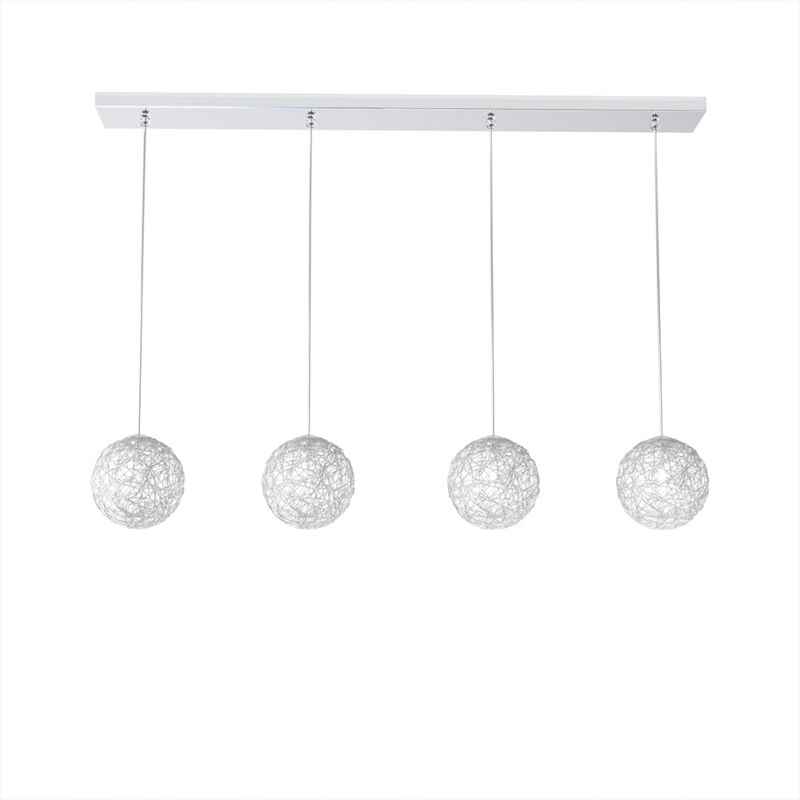 foto del prodotto sospensione rett contemp willow metallo cromo diffusore alluminio 1 luce g9