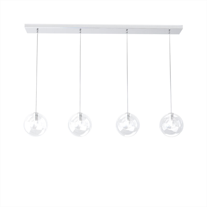 foto del prodotto sospensione rett contemp willow metallo cromo vetro trasparente 4 luci g9