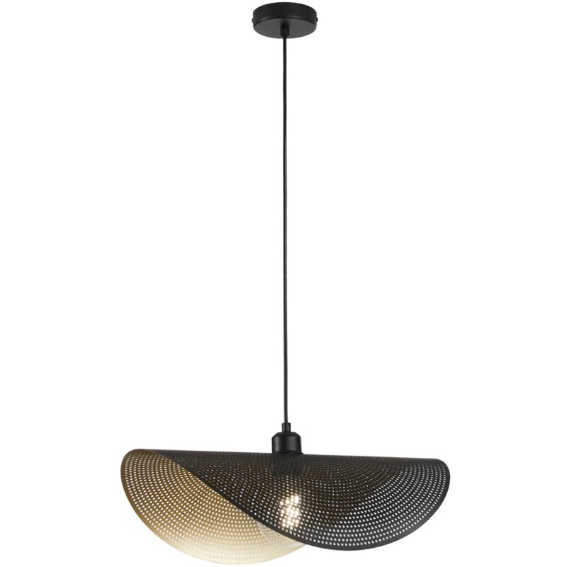 foto del prodotto sospensione rhei-dot in metallo forato nero a vela singola 50 cm.'