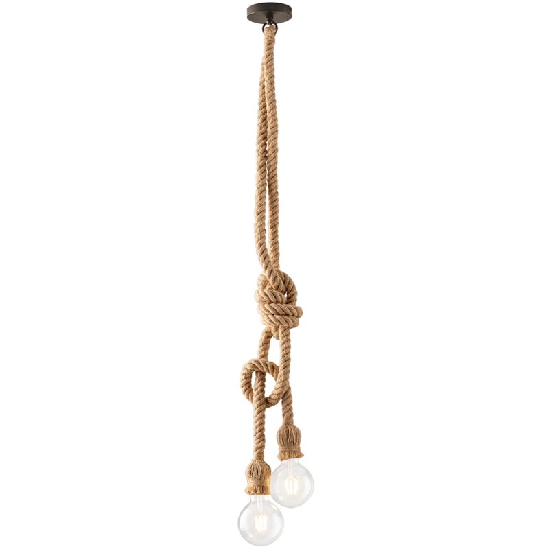 foto del prodotto sospensione rope a due luci in canapa e metallo
