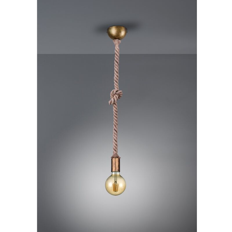 foto del prodotto sospensione rope corda ottone invecchiato h150 cm 12 cm trio lighting