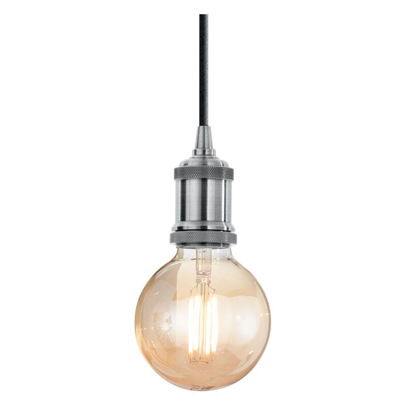 foto del prodotto sospensione rustica country frida metallo cromo 1 luce e27