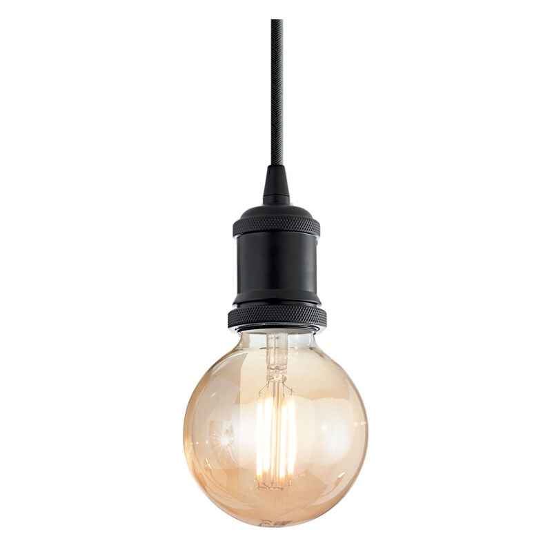 foto del prodotto sospensione rustica country frida metallo nero 1 luce e27