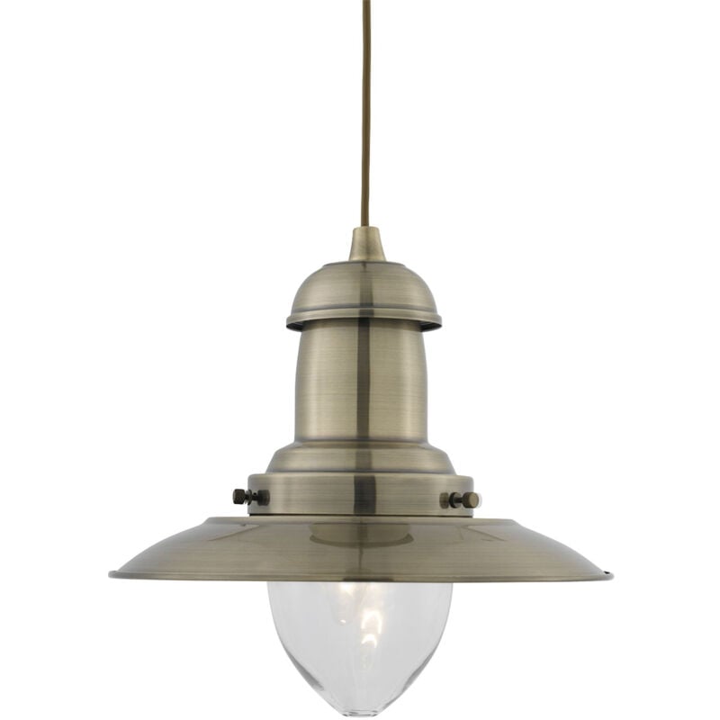 foto del prodotto sospensione rustico country fisher man acciaio adjustable vetro 1 luce e27
