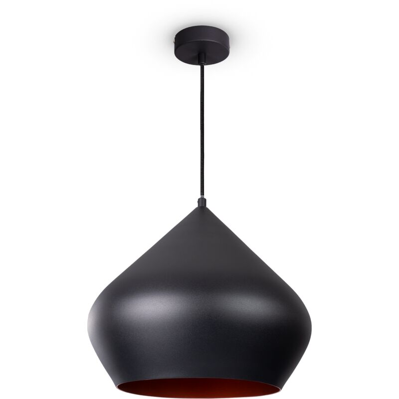 foto del prodotto sospensione sala da pranzo cucina tavolo industriale moderna luce a sospensione nero, rame 38 cm paco home