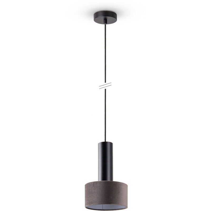 foto del prodotto sospensione salotto paralume in tessuto sala da pranzo moderna gu10 luce a sospensione, nero grigio paco home