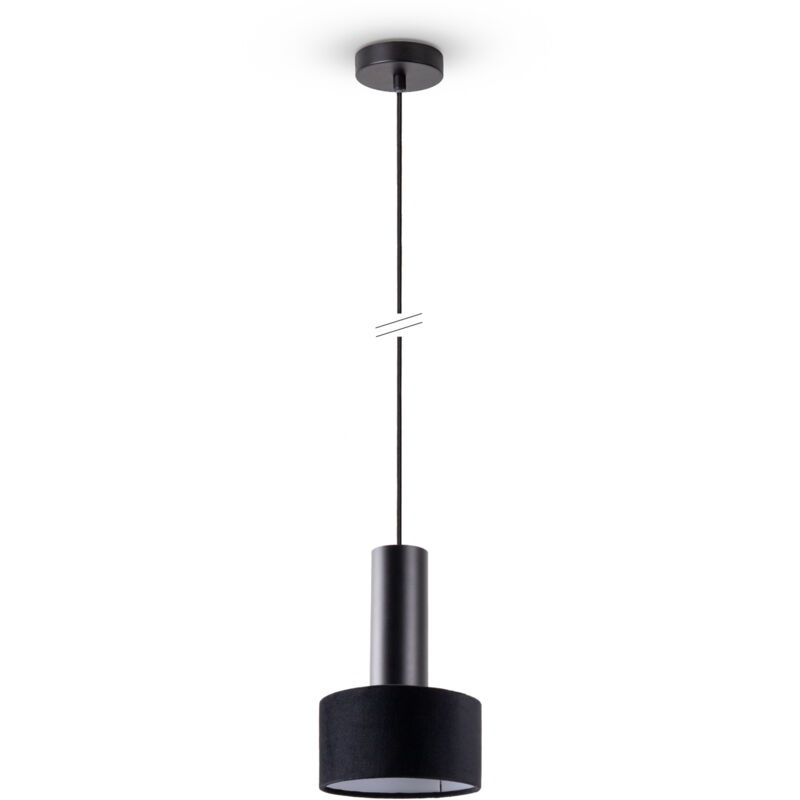 foto del prodotto sospensione salotto paralume in tessuto sala da pranzo moderna gu10 luce a sospensione, nero nero paco home