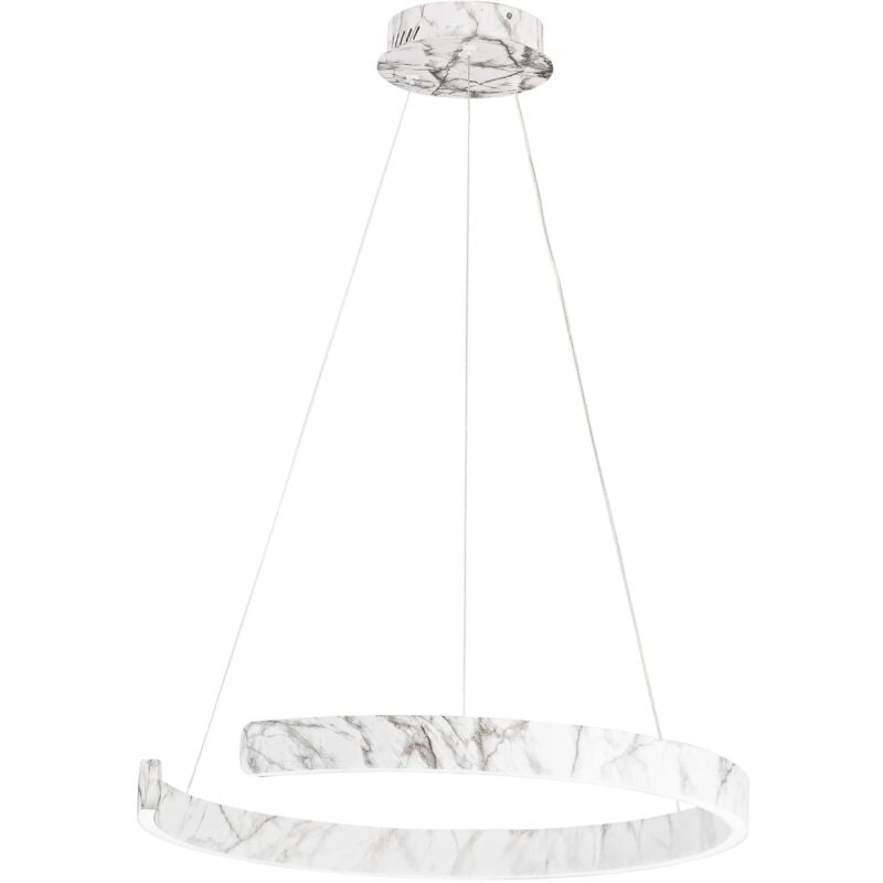 foto del prodotto sospensione semicircolare led navel in metallo effetto marmo con cct 60 cm. bianco