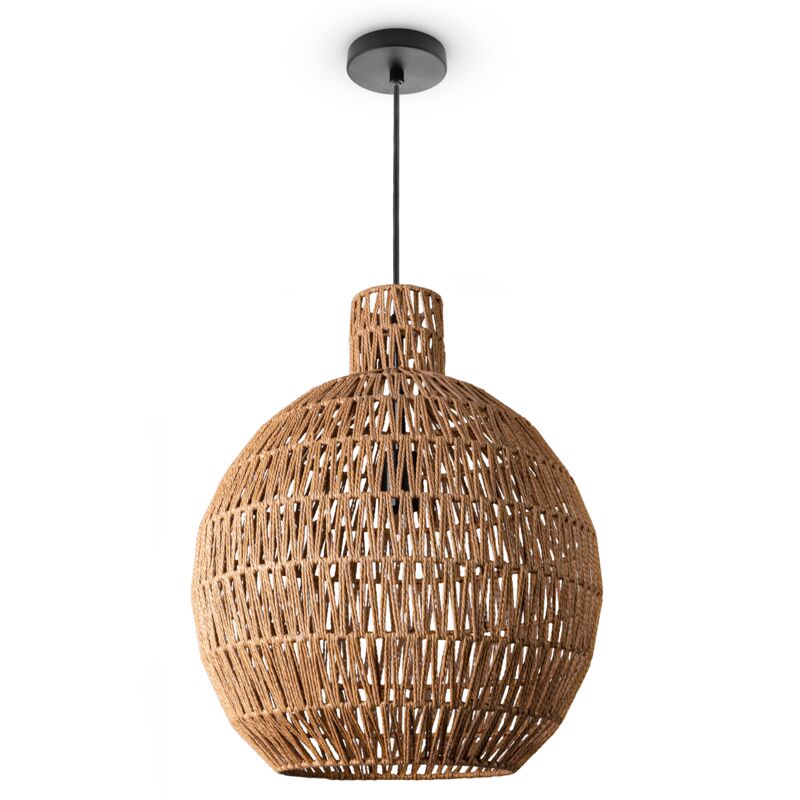 foto del prodotto sospensione soggiorno boho lampade a cesto rattan beige 45 cm , luce a sospensione tipo 8 paco home