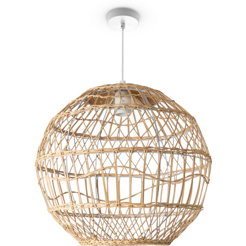 foto del prodotto sospensione soggiorno boho lampade a cesto rattan crema 40 cm , luce a sospensione tipo 6 paco home