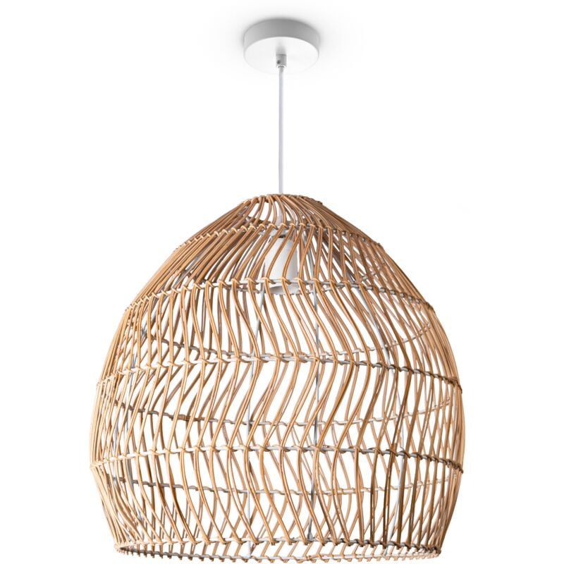 foto del prodotto sospensione soggiorno boho lampade a cesto rattan crema 40 cm , luce a sospensione tipo 7 paco home