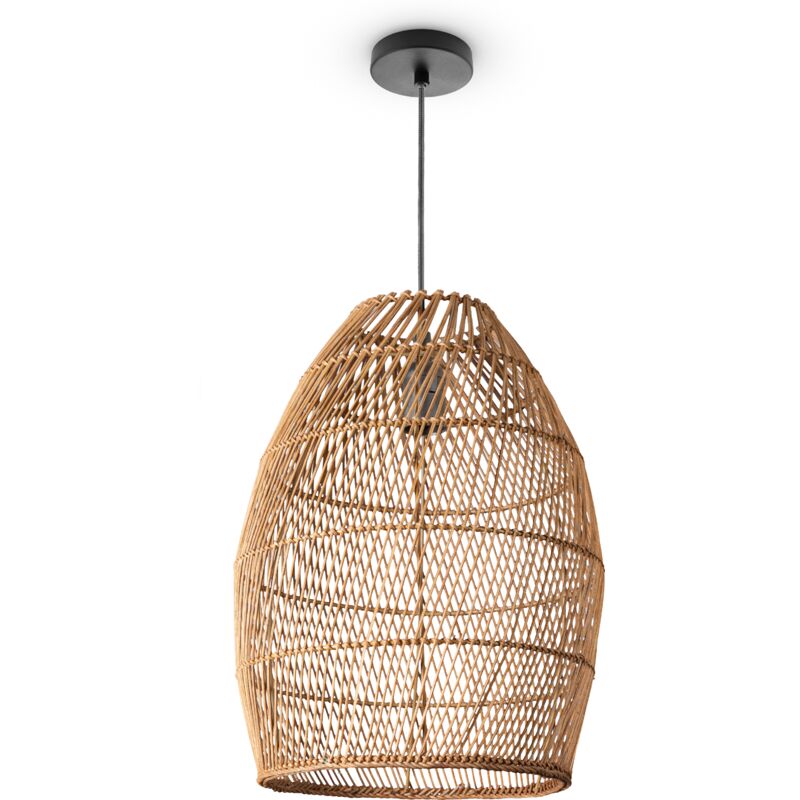 foto del prodotto sospensione soggiorno boho lampade a cesto rattan natura 30cm , luce a sospensione tipo 2 paco home