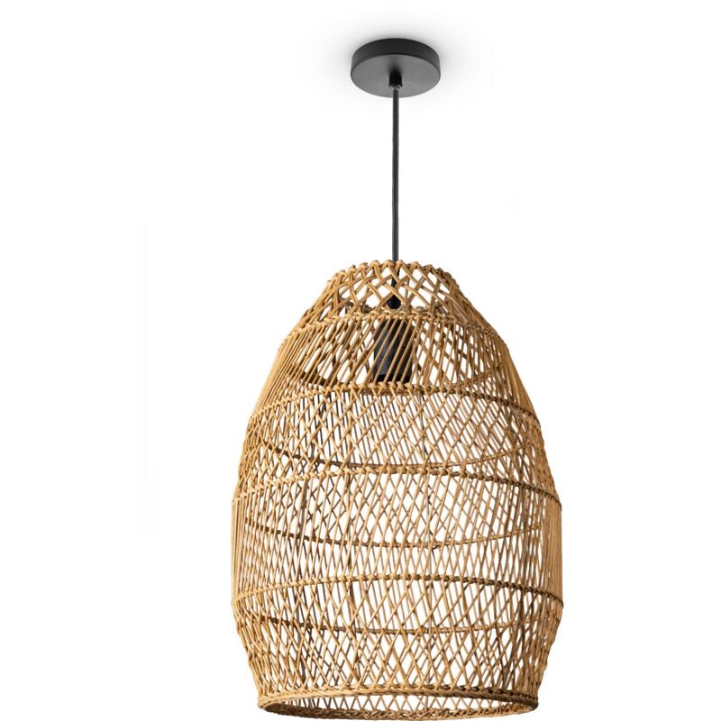 foto del prodotto sospensione soggiorno boho lampade a cesto rattan natura 30cm , luce a sospensione tipo 3 paco home
