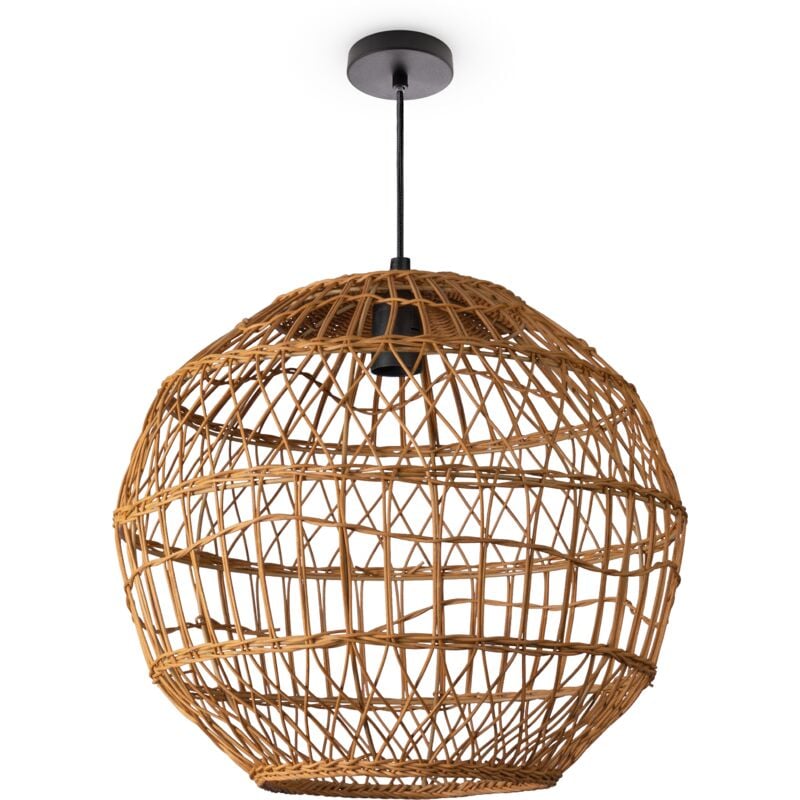 foto del prodotto sospensione soggiorno boho lampade a cesto rattan natura 40cm , luce a sospensione tipo 6 paco home