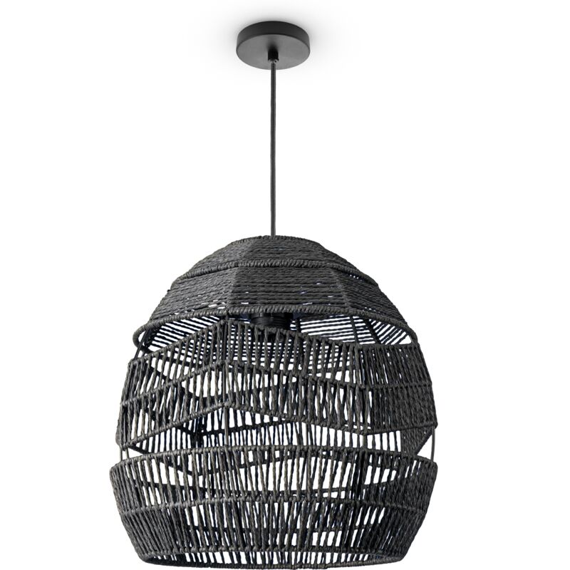foto del prodotto sospensione soggiorno boho lampade a cesto rattan nero 31 cm , luce a sospensione tipo 4 paco home