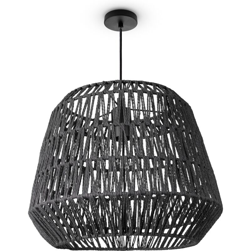 foto del prodotto sospensione soggiorno boho lampade a cesto rattan nero 40cm , luce a sospensione tipo 9 paco home