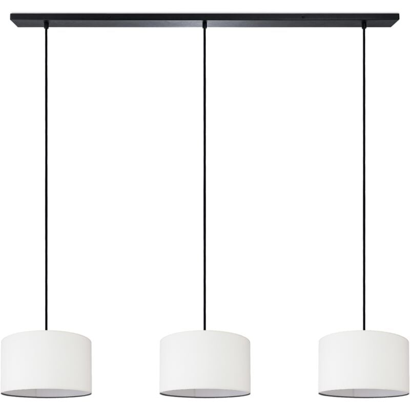 foto del prodotto sospensione soggiorno plafone stoffa paralume moderno monocolore rotondo bianco 28cm , luce a sospensione nero tipo 2 paco home