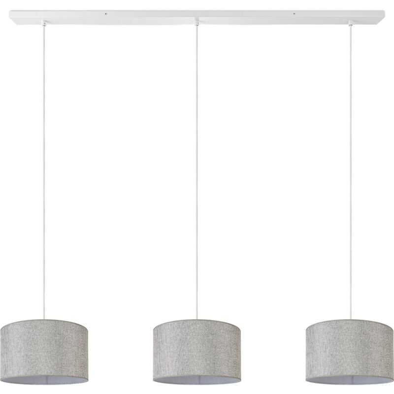 foto del prodotto sospensione soggiorno plafone stoffa paralume moderno monocolore rotondo grigio 28cm , luce a sospensione bianca tipo 2 paco home