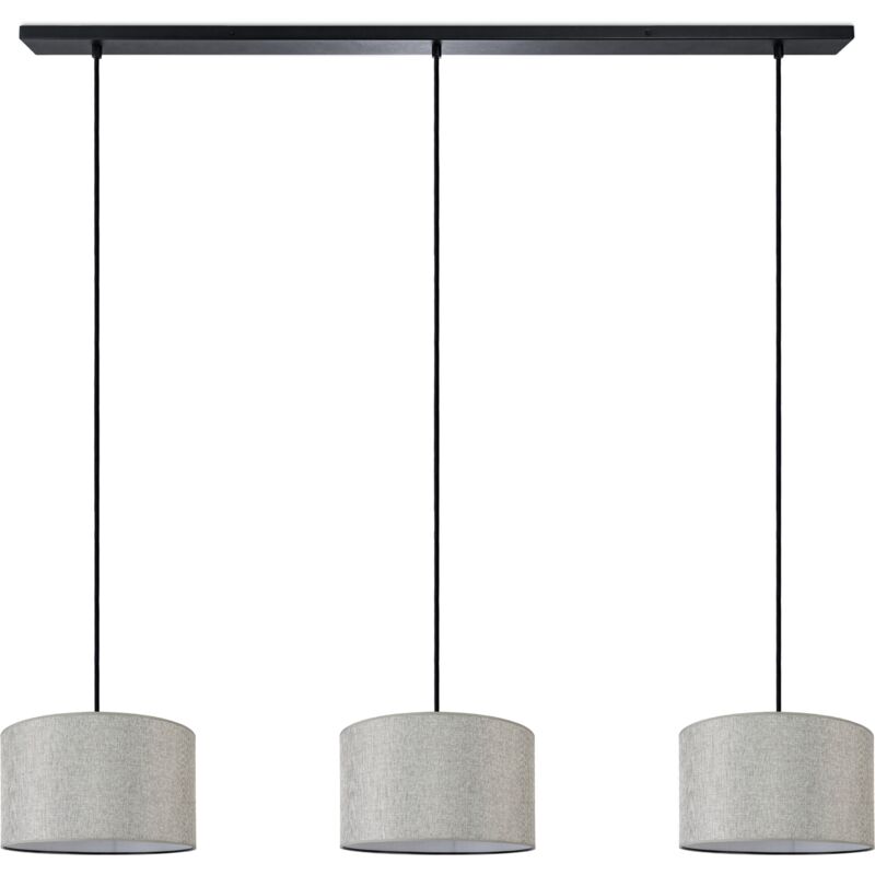 foto del prodotto sospensione soggiorno plafone stoffa paralume moderno monocolore rotondo grigio 28cm , luce a sospensione nero tipo 2 paco home