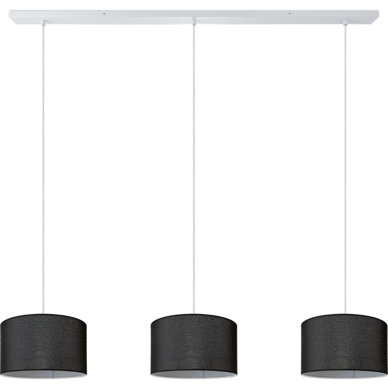 foto del prodotto sospensione soggiorno plafone stoffa paralume moderno monocolore rotondo nero 28cm , luce a sospensione bianca tipo 2 paco home