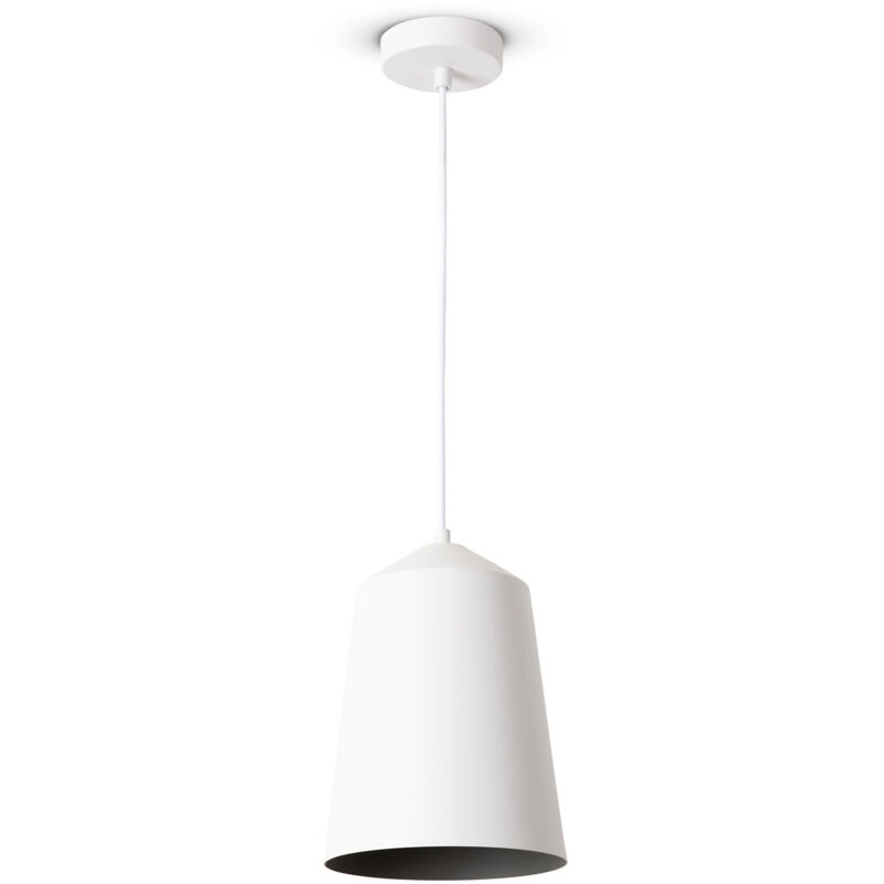 foto del prodotto sospensione soggiorno tavolo da pranzo cucina paralume industriale luce a sospensione bianca, grigio 19.5 cm paco home