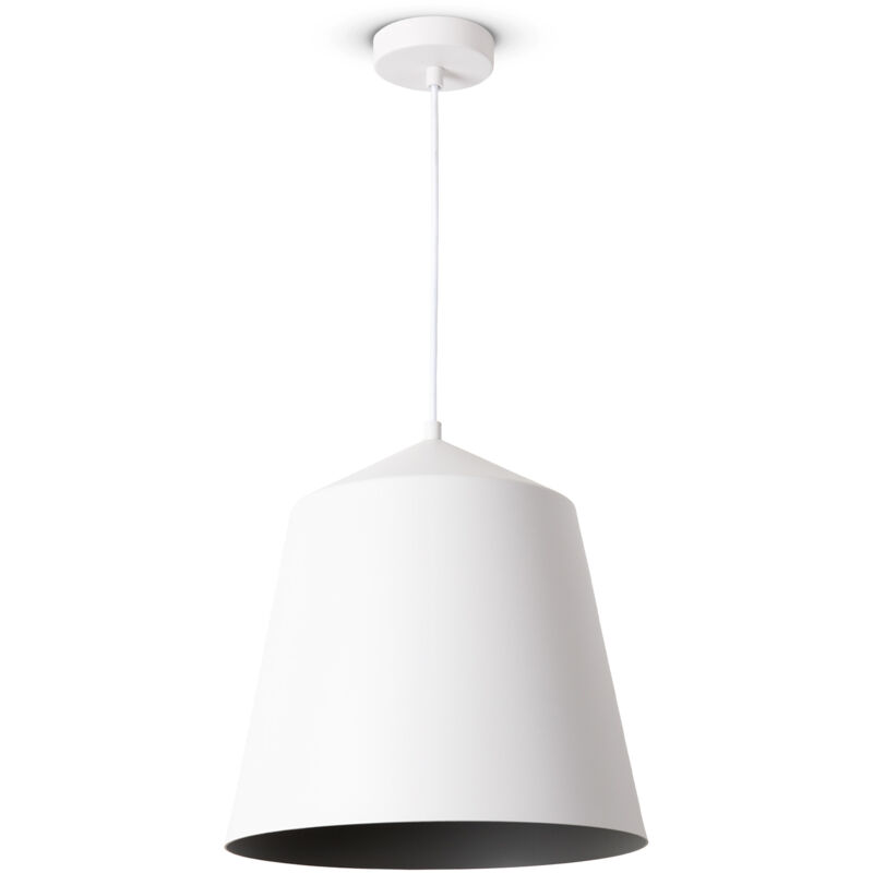 foto del prodotto sospensione soggiorno tavolo da pranzo cucina paralume industriale luce a sospensione bianca, grigio 32.5 cm paco home