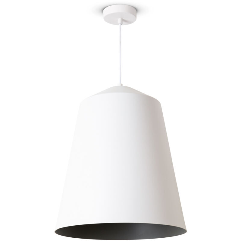 foto del prodotto sospensione soggiorno tavolo da pranzo cucina paralume industriale luce a sospensione bianca, grigio 36.5 cm paco home
