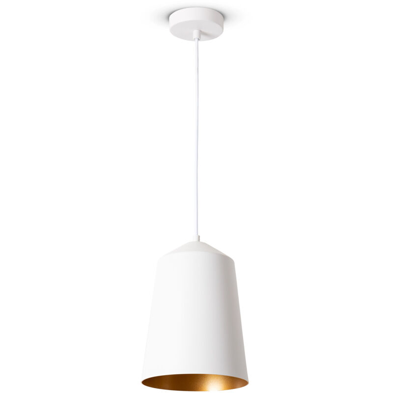 foto del prodotto sospensione soggiorno tavolo da pranzo cucina paralume industriale luce a sospensione bianca, oro 19.5 cm paco home