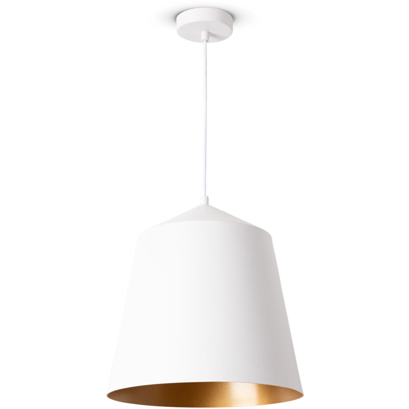 foto del prodotto sospensione soggiorno tavolo da pranzo cucina paralume industriale luce a sospensione bianca, oro 32.5 cm paco home