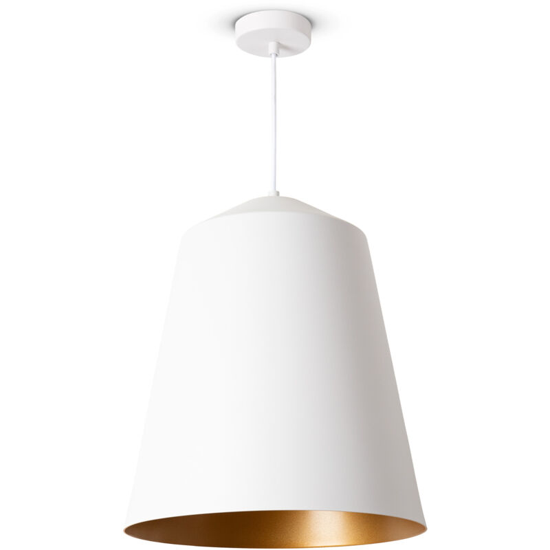 foto del prodotto sospensione soggiorno tavolo da pranzo cucina paralume industriale luce a sospensione bianca, oro 36.5 cm paco home