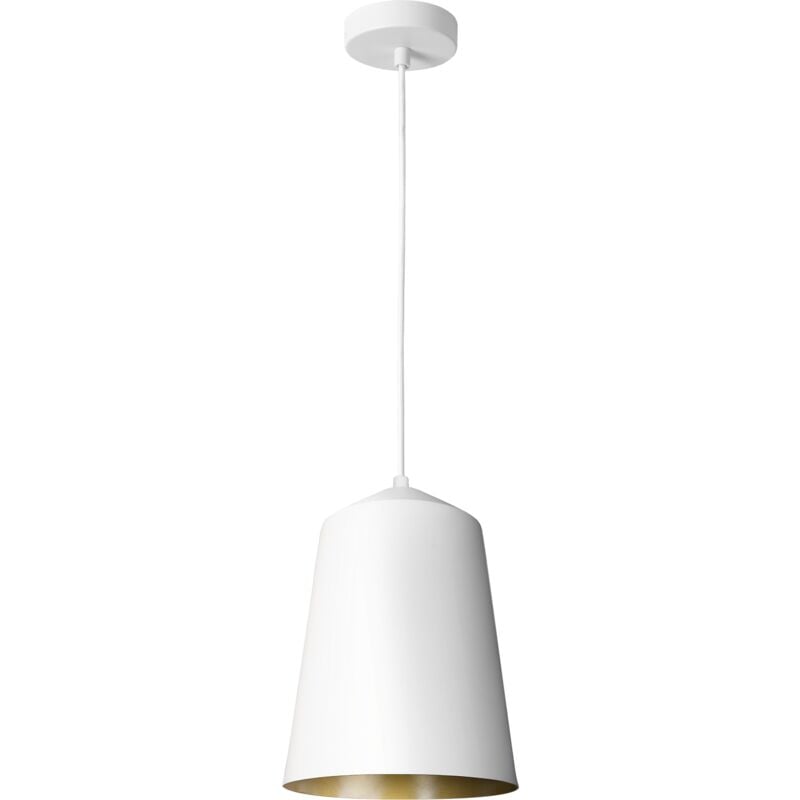 foto del prodotto sospensione soggiorno tavolo da pranzo cucina paralume industriale luce a sospensione bianca, ottone 19.5 cm paco home