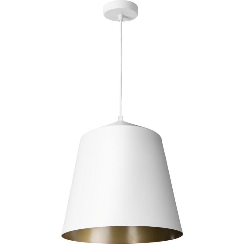 foto del prodotto sospensione soggiorno tavolo da pranzo cucina paralume industriale luce a sospensione bianca, ottone 32.5 cm paco home