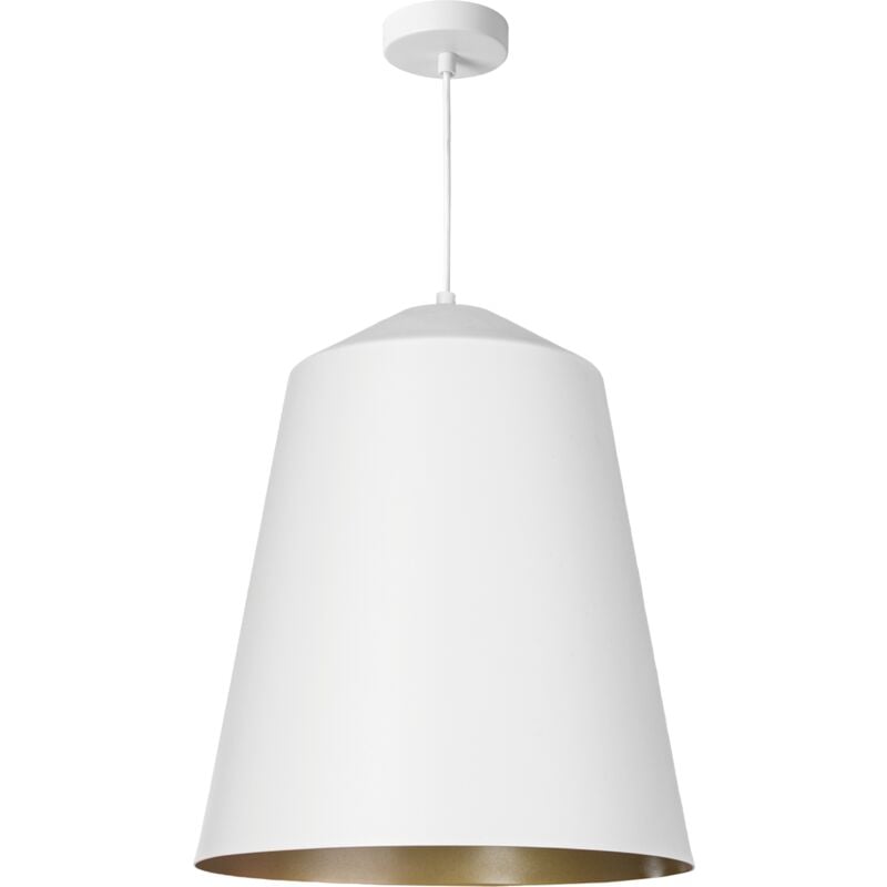 foto del prodotto sospensione soggiorno tavolo da pranzo cucina paralume industriale luce a sospensione bianca, ottone 36.5 cm paco home