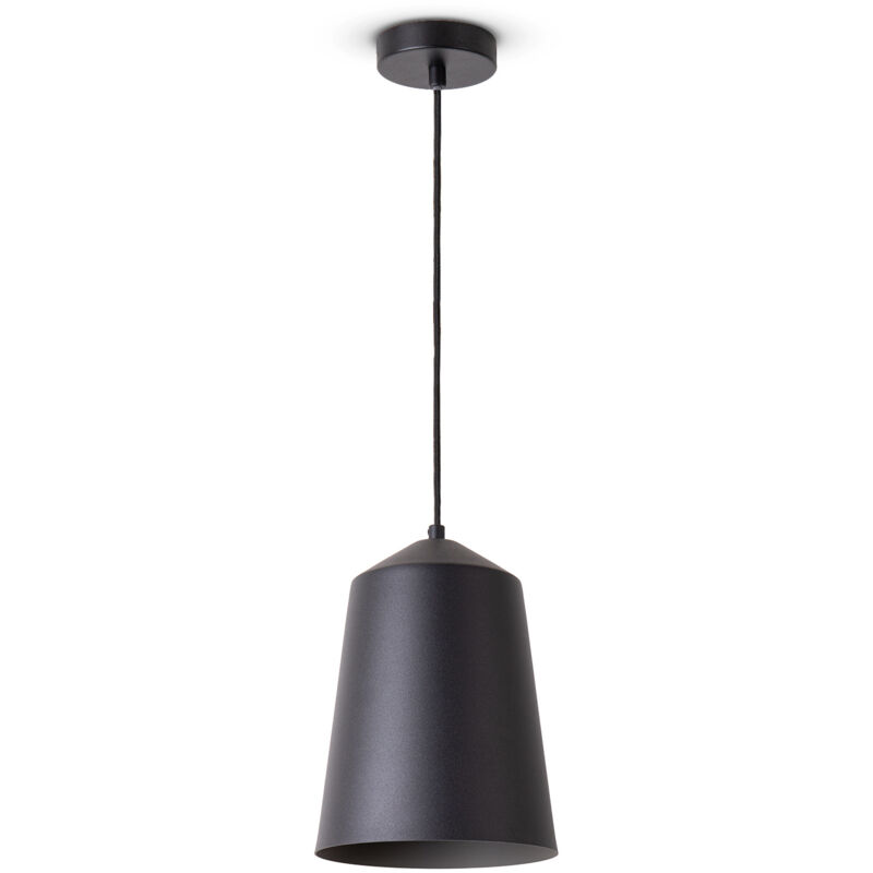 foto del prodotto sospensione soggiorno tavolo da pranzo cucina paralume industriale luce a sospensione nero, grigio 19.5 cm paco home