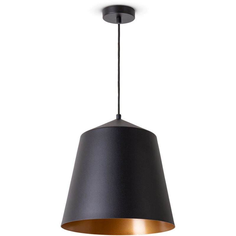 foto del prodotto sospensione soggiorno tavolo da pranzo cucina paralume industriale luce a sospensione nero, oro 32.5 cm paco home