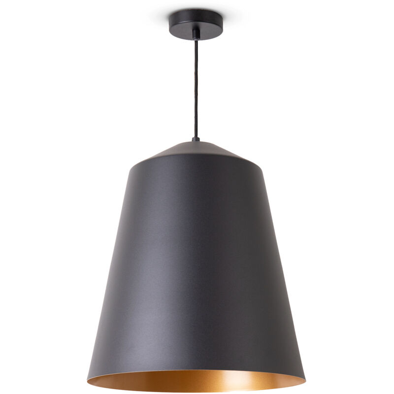foto del prodotto sospensione soggiorno tavolo da pranzo cucina paralume industriale luce a sospensione nero, oro 36.5 cm paco home