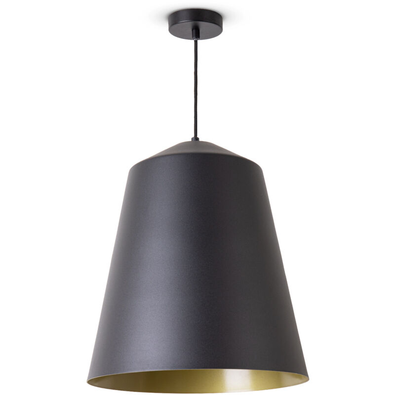 foto del prodotto sospensione soggiorno tavolo da pranzo cucina paralume industriale luce a sospensione nero, ottone 36.5 cm paco home