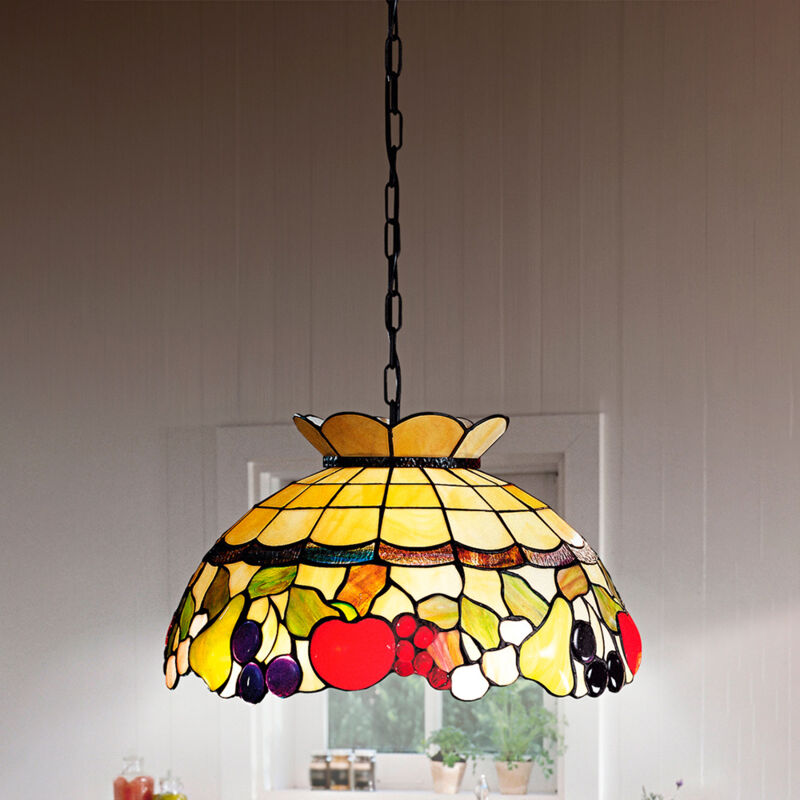 foto del prodotto sospensione stile tiffany vetro multicolor 1 luce e27