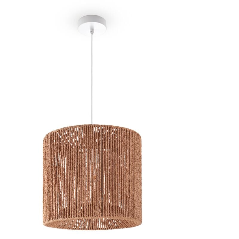 foto del prodotto sospensione tavolo da pranzo carta boho sala da pranzo lampada e27 rattan luce a sospensione bianca, natura 33cm paco home