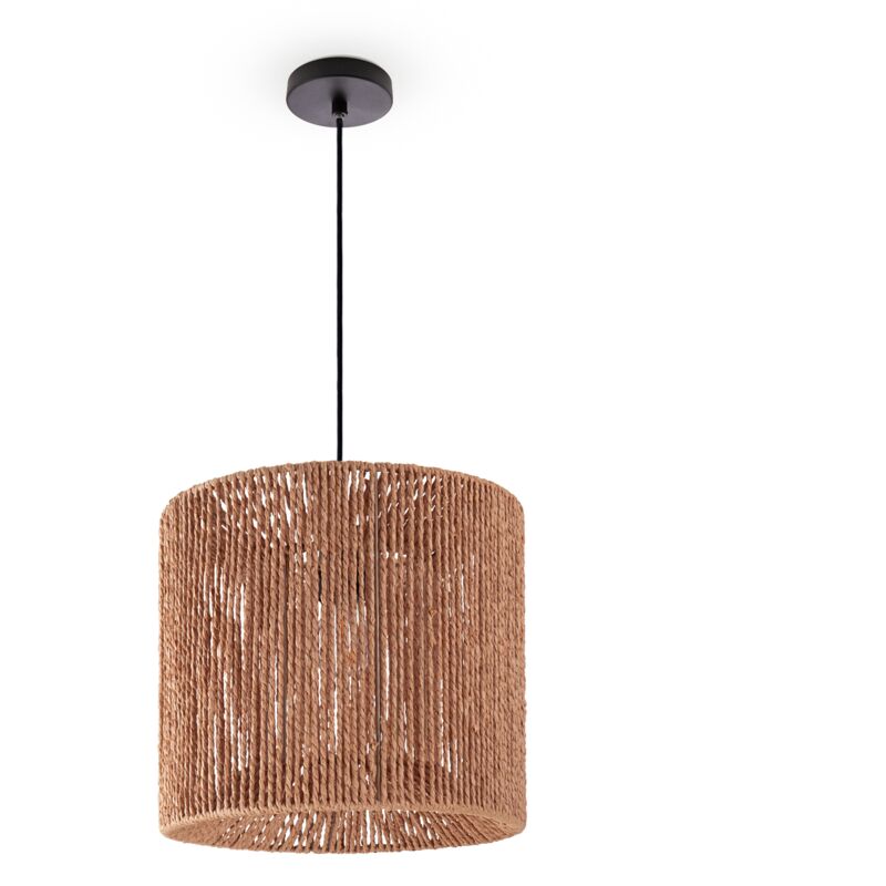 foto del prodotto sospensione tavolo da pranzo carta boho sala da pranzo lampada e27 rattan luce a sospensione nero, natura 33cm paco home
