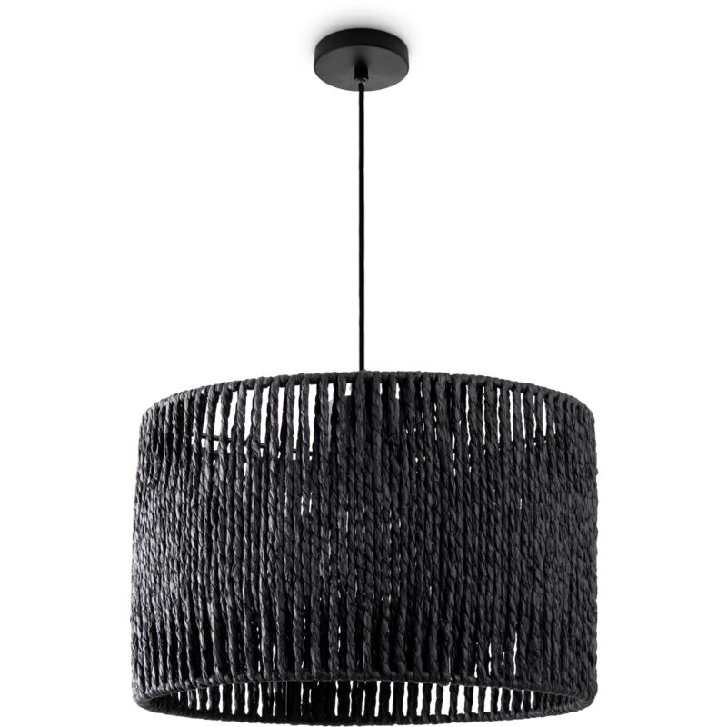foto del prodotto sospensione tavolo da pranzo carta boho sala da pranzo lampada e27 rattan luce a sospensione nero, nero 32cm paco home