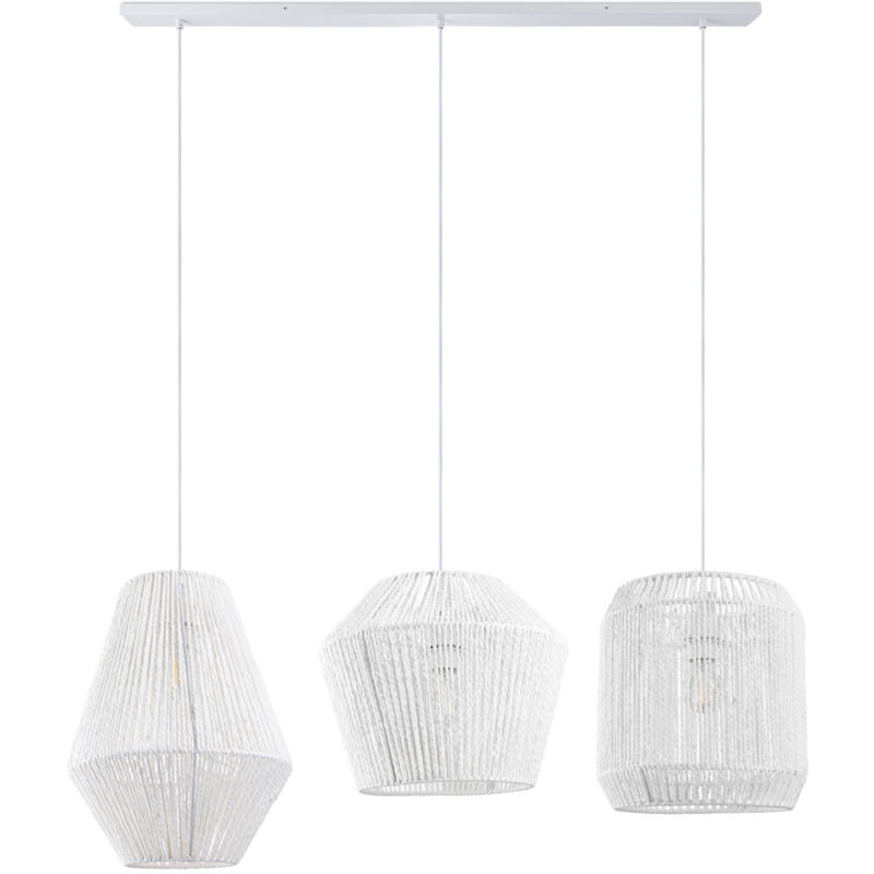 foto del prodotto sospensione tavolo da pranzo cesto boho sala da pranzo lampada e27 rattan luce a sospensione bianca, bianco 28 30 33cm paco home