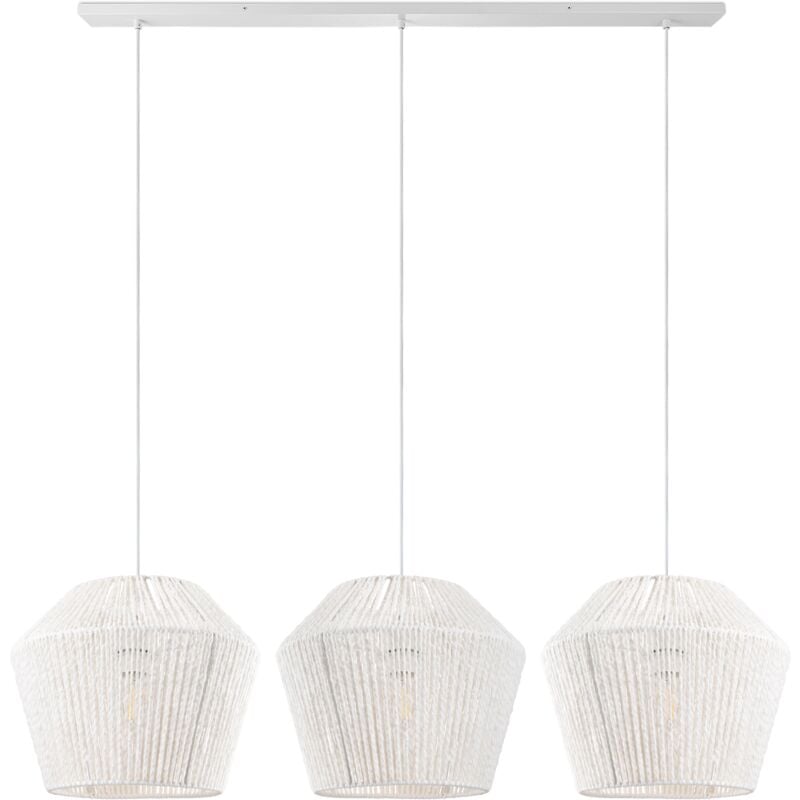 foto del prodotto sospensione tavolo da pranzo cesto boho sala da pranzo lampada e27 rattan luce a sospensione bianca, bianco 33cm paco home