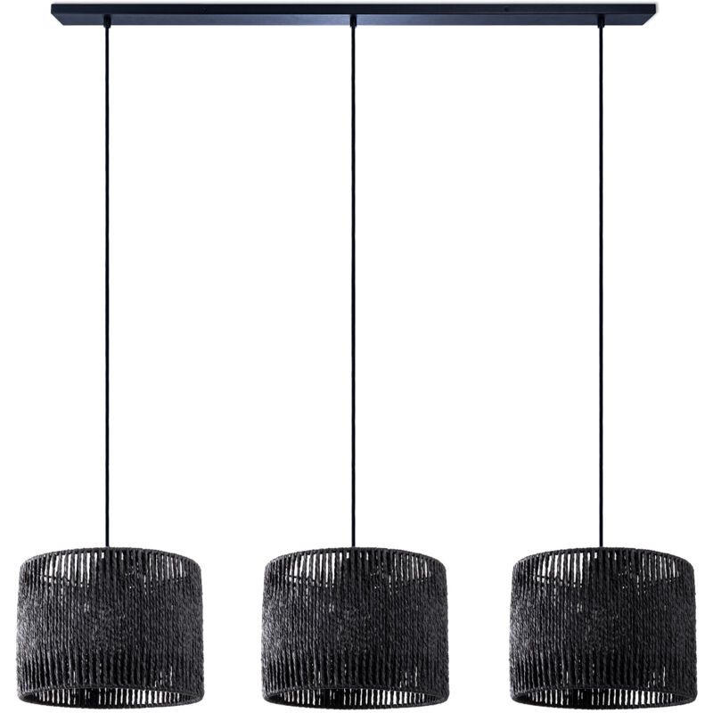foto del prodotto sospensione tavolo da pranzo cesto boho sala da pranzo lampada e27 rattan luce a sospensione nero, nero 27cm paco home