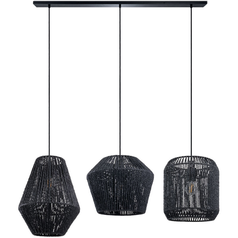 foto del prodotto sospensione tavolo da pranzo cesto boho sala da pranzo lampada e27 rattan luce a sospensione nero, nero 28 30 33cm paco home